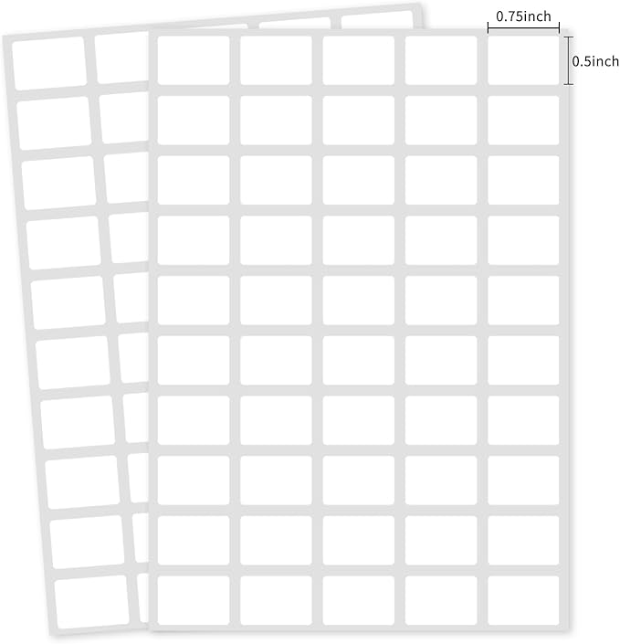 Multi-Use Removable Labels, 1/2" x 3/4",1000 PCS Blank Labels Total,Water/Oil/Tear Resistant/Ink Won't Smudge No Residue
