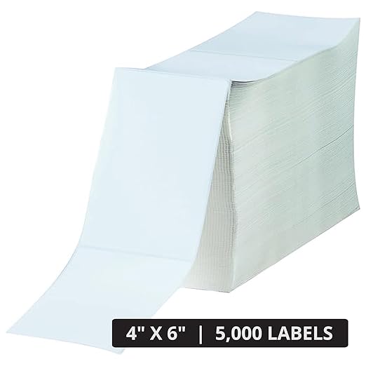 Tape Logic Direct Thermal Shipping Labels - 4x6 Fanfolded (5000 Labels) | Perforated, Commercial Grade, for Thermal Printer - Perfect for Shipping & Mailing