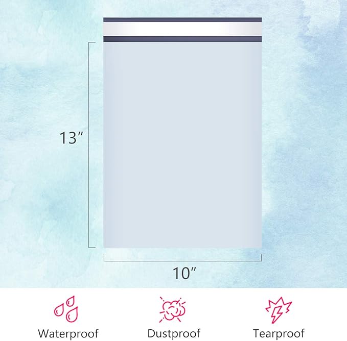 UCGOU Poly Mailers 10x13 Inch White 100 Pack Shipping Bags #4 Strong Mailing Envelopes Boutique Packaging Postal Self Seal Adhesive Waterproof and Tear Proof Small Business for Clothes Books