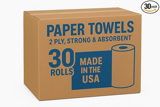 Paper Towels – 30 Rolls Bulk Pack (70 Sheets/Roll) – Ultra Absorbent, Quilted 2-Ply – Soft Texture for Kitchen, Cleaning & Office – Everyday Disposable Towels- MADE IN USA