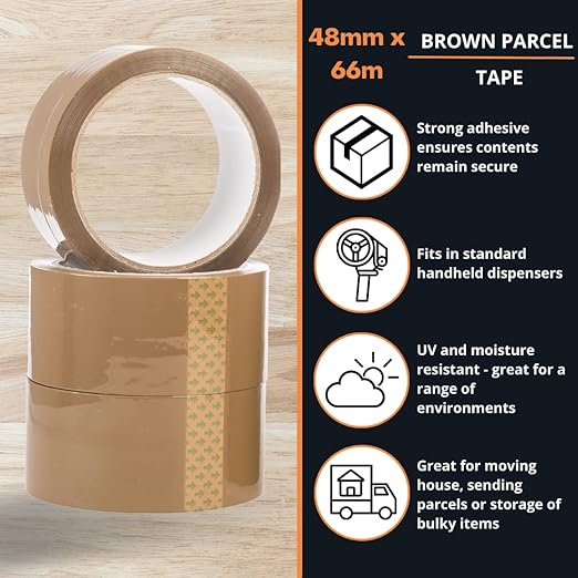 GTSE Brown Packaging Tape, 1.88 inches x 72 Yards, Heavy Duty Shipping Tape for Packing, Moving, Office Use, 6 Rolls
