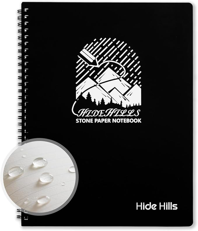 8.5x11 Inch Waterproof Notebook, Write in the Rain Notebook - Reusable Waterproof Spiral Notepad for Study Notes, Outdoor Hiking, Travel Logs, and Lab Data Logging, Spiral Bound Stone Paper