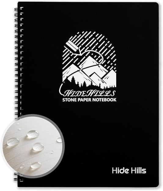 8.5x11 Inch Waterproof Notebook, Write in the Rain Notebook - Reusable Waterproof Spiral Notepad for Study Notes, Outdoor Hiking, Travel Logs, and Lab Data Logging, Spiral Bound Stone Paper