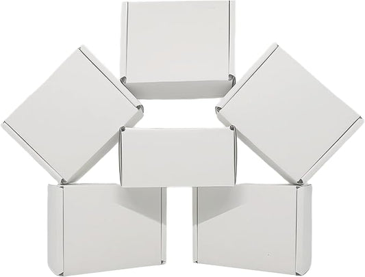 4x3x2 inch Small White Mailers Boxes Recyclable Corrugated Gift Box for Packaging Shipping Set of 10