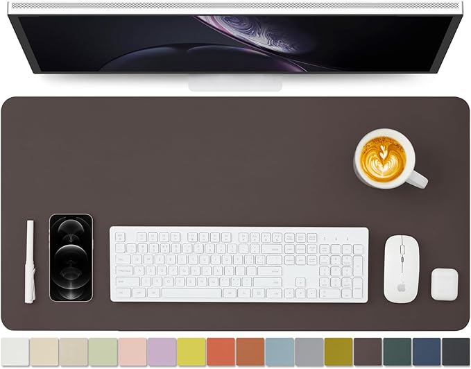 Leather Desk Mat - Non-Slip PU Desk Pad for Office and Home - Desk Organization and Accessories - Ideal for Large Mouse Pad and Desk Mats on Top of Desks (Coffee,31.5"x 15.7")
