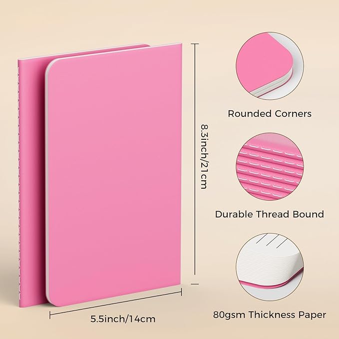 12 PCS Colorful Notebook Journals Bulk, Lined Paper, College Ruled, 60 Pages, 5.5"x8.3", A5 Size, Travel Journal Set for Travelers, Students and Office, Writing Diary Subject Notebooks Planner