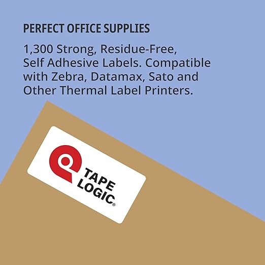 Tape Logic Direct Thermal Shipping Labels - 2x1 Label Roll (1,300 Labels) | Perforated, Commercial Grade, for Thermal Printer - Perfect for Shipping & Mailing