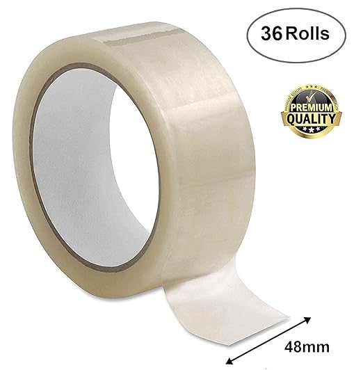 ABC Carton Sealing Tape 1,89 Inches Wide x 218.72 yd Length. 36 Rolls of Clear Moving Tape for Boxes. Box Tape for Moving, Packing, Shipping, and Mailing. 1.75 mil Thick Acrylic Shipping Tape Rolls
