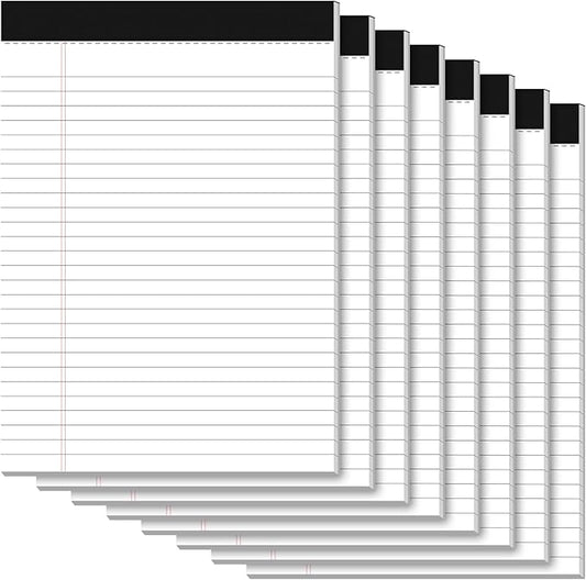 Notepads 8.5 x 11 Legal Pads of Paper, 8 Pack Note Pads 8.5 x 11 Lined Paper Wide Ruled, Perforated Legal Pad 8.5 x 11'' Paper Pads with Strong Backer Note Pad for Office, School, Homework