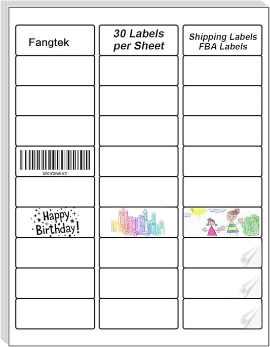 [25 Sheet, 750Labels] Address Labels 750 Sticker Paper for Laser/Ink Jet Printer mailing Labels 8.5"×11" White 30 per Sheet 1" x 2-5/8"