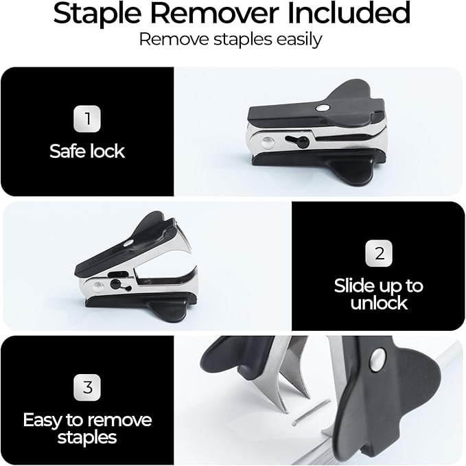 M&G Desktop Stapler Office Stapler with 1000 Staples and Remover, 25 Sheet Capacity, Metal Staplers for Desk, Two Binding Modes, Black