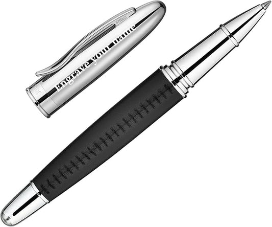 BEILUNER 318 Luxury Personalized Leather Pen, Hand-Stitched Premium Leather, Chrome-Plated Finish, Schmidt Refill, Fancy Rollerball Pen Gift Set for Men & Women, Executive Writing, Nice Designer pen