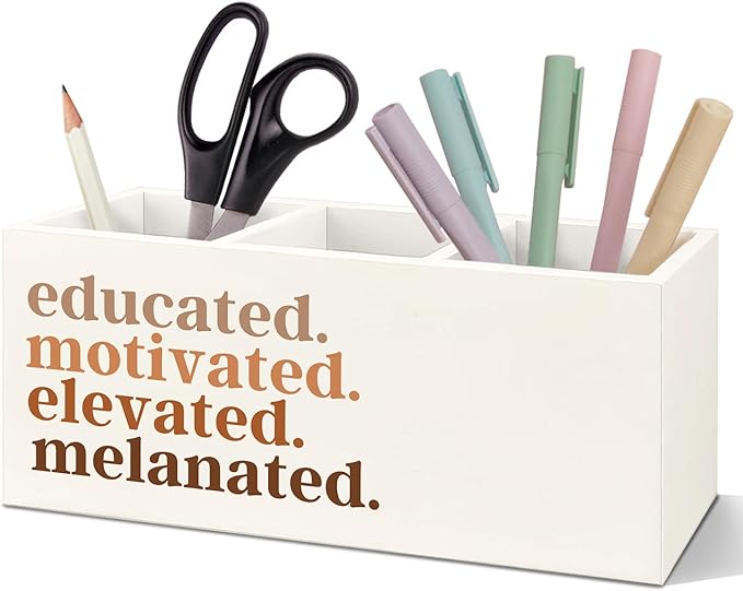 SNNDER Black Girl Women Gifts Pen Holder for Desk, African American Gifts, Black Girl Magic Wooden Pen Pencil Holder Organizer for Home Office Desk Accessories