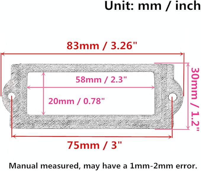 [24 Pack] Black Office Library File Drawer Cabinet Card Tag Label Holder Metal Frame 83mm x 30mm