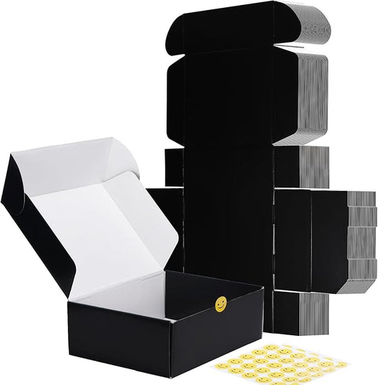 RLAVBL 12x9x4 Shipping Boxes Set of 20, Black Corrugated Cardboard Box for Packing, Mailing, Business, Gift