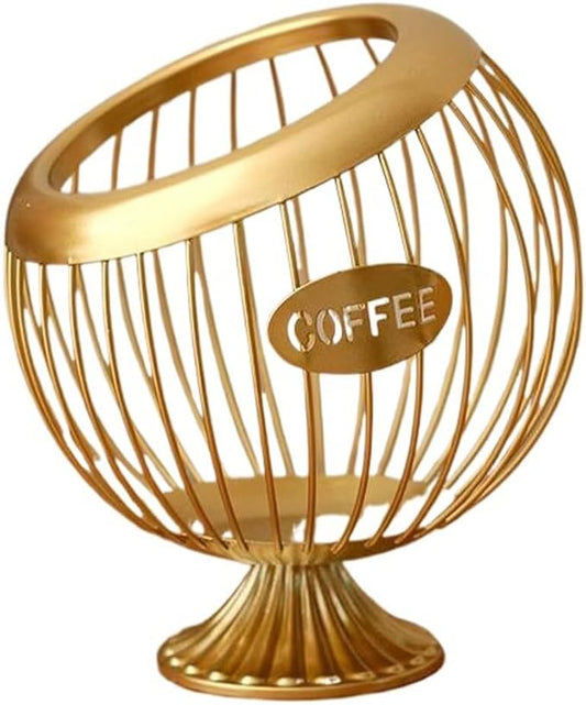 Coffee Pod Holder Large Capacity Coffee Pod Storage Metal Kitchen Countertop Organizer for Home Office Gold B