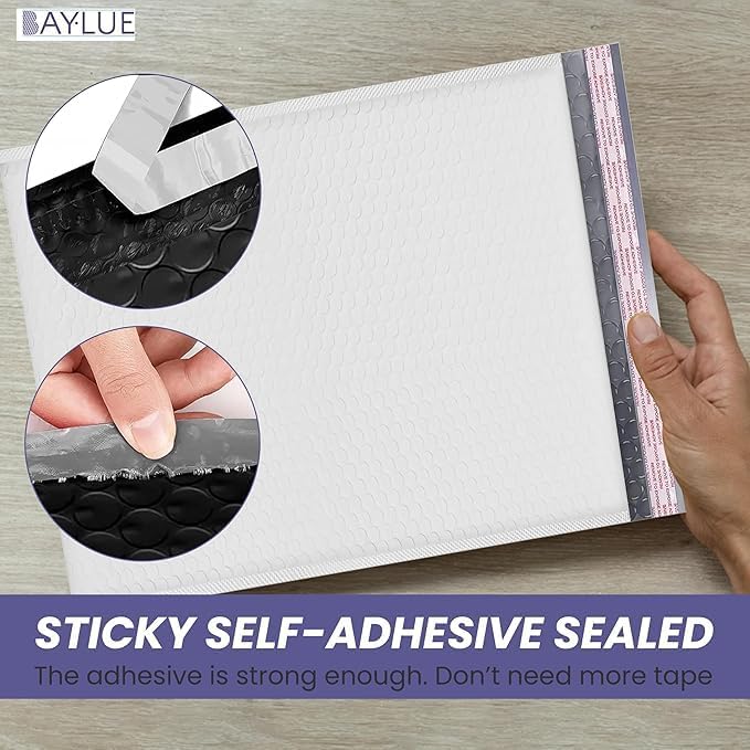 White Large Poly Bubble Mailers 12x15 inch | Self Seal Padded Envelopes Cushioned Bubble Mailer | Usable Size 12x15 | WaterProof | Lightweight mailing Shipping Bags | 100 Pack Bulk | USA Made