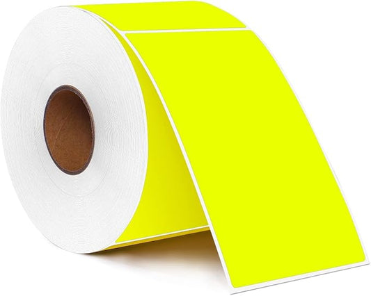PARLAIM 3" x 5" Rectangle Adhesive Color Code Stickers,500 per Dispenser Box Roll Square Label Inventory Stickers (Fluorescent Yellow)