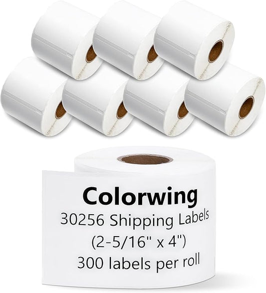 Compatible with DYMO LabelWriter 450 Labels, 30256 2-5/16" x 4" (59mm x 102mm) LW White Paper Shipping Label Work with 450 Twin Turbo, 4XL Printers [8 Rolls, 300 Counts/Roll]