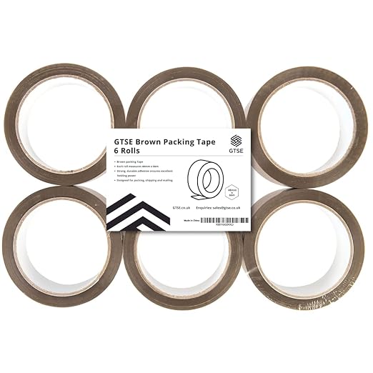 GTSE Brown Packaging Tape, 1.88 inches x 72 Yards, Heavy Duty Shipping Tape for Packing, Moving, Office Use, 6 Rolls