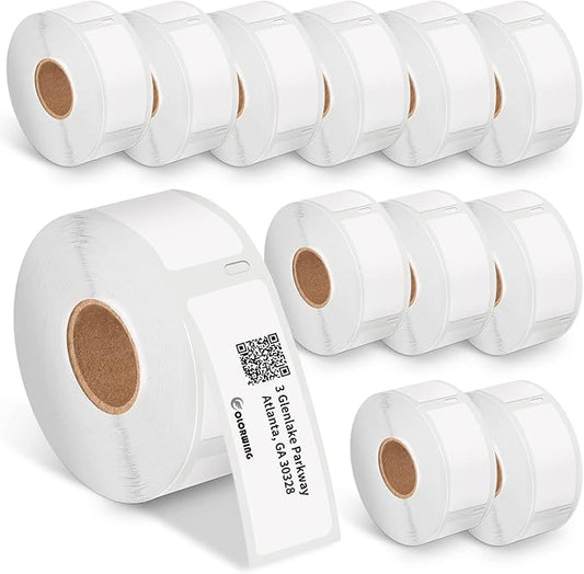 Compatible with Dymo 30336(1" x 2-1/8") LabelWriter Address & Barcode Labels for LW 450 Turbo, 450, 4XL Desktop Printers, 25mm x 54mm Multi-Purpose, 12 Rolls - 500 Labels/Roll