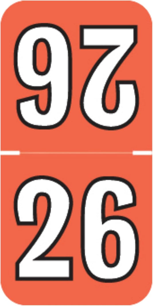 2026 Year Stickers, Doctor Stuff 2026 Chart Stickers, Red/Black Color Coded, 1-1/2" high x 3/4" Wide Colwell Jewel Tone Style, USA Made Year Labels for Top Tab File Folders, 500/Roll, 1 Roll