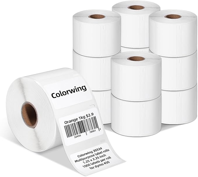 Replace for DYMO 30334 LW Labels 1.25” x 2.25” Multi-Purpose/FBA/FNSKU Barcodes Label for Labelwriter 450 Turbo, 4XL [12 Rolls/12000 Labels]