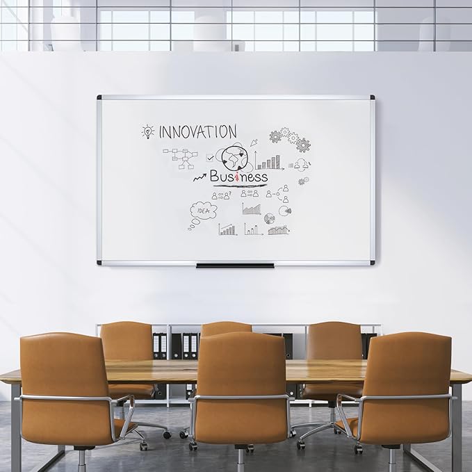 VIZ-PRO Large Magnetic Dry Erase White Board for Wall, 60 X 36 inches, Pack of 2, 5' x 3' Aluminum Framed Whiteboard with Marker Tray for School Office Home
