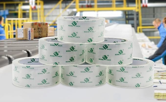 BOMEI PACK Crystal Clear Packing Tape, Packaging Tape Refill Rolls, 6 Rolls 2Mil x1.88 60 Yards for Sealing, Moving, Shipping, Office&Storage