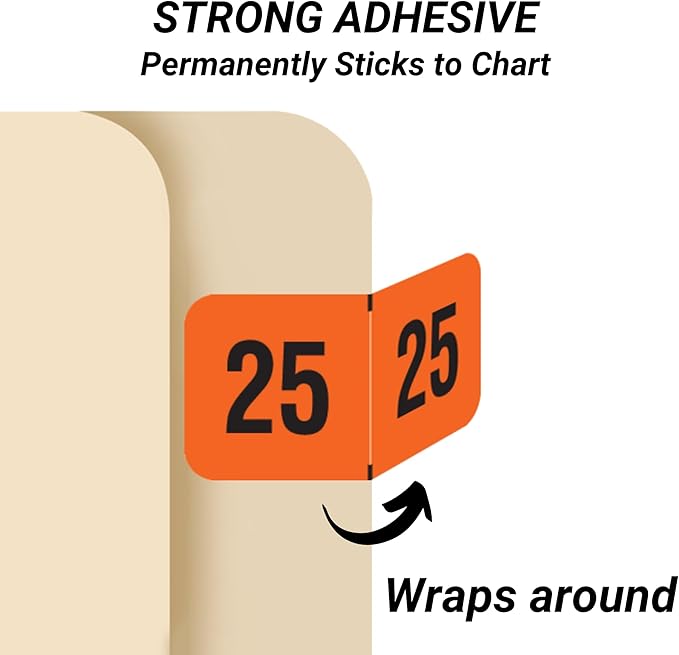 2025 Year Stickers, Doctor Stuff 2025 Chart Stickers, Orange/Black Color Coded, Traco Style, USA Made Year Labels for End Tab File Folders, 500/Roll, 1 Roll, 3/4" x 1-1/2"