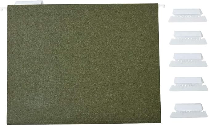Staples Hanging File Folders, 1/5-Cut Tab, Letter Size, Includes Tabs & Paper Inserts, Perfect for Home, Office, Classroom, 25-Pack, Green