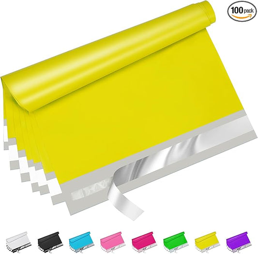 Yellow Poly Mailers 6x9 Inch 100 Pcs, Strong Adhesive Shipping Bags for Clothing, Self-Sealing and Waterproof Mailing Envelopes, Privacy Protected Mailer Bags for Small Business
