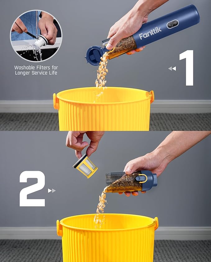 Fanttik Slim V8 APEX Car Vacuum, 4-in-1 Portable Mini Cordless Vacuum with 19000pa Suction Power, Type-C Charge, 2 Suction Modes, Handheld Vacuum for Small Jobs, Car, Office Desk, Keyboards (Blue)