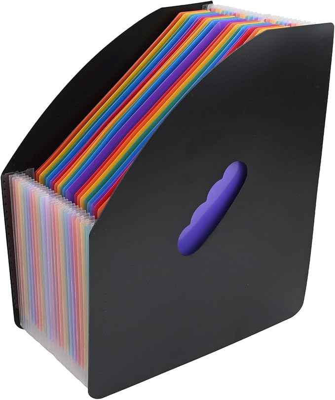 Self Standing Desktop Expanding File Organizer With 13 Pockets And 24 Colorful Labels For A4 Paper, Portable Accordion File Holder For Office And Home Use(B)