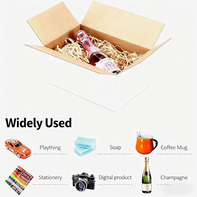 PETAFLOP 9x6x4 Shipping Boxes White Cardboard Mailing Boxes Single Wall Corrugated Box, 25 Pack