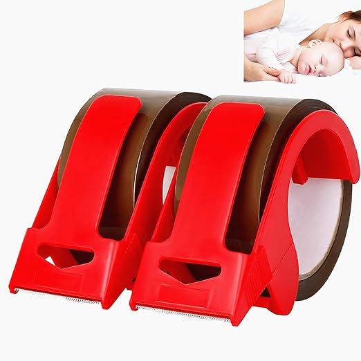 2-Pack No Noise Brown Packing Tape with Dispenser,2.7mil x 1.88" x 55Yds Heavy Duty Noiseless Packing Tape,Tan Packaging Tape for Shipping, Industrial Grade Moving Tape for Boxes COSIMIXO