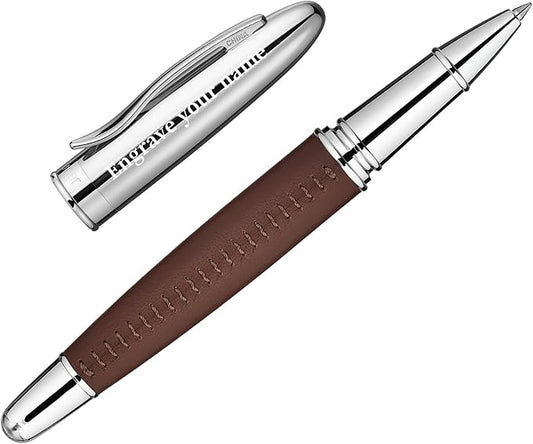 BEILUNER 318 Luxury Personalized Leather Pen, Hand-Stitched Premium Leather, Chrome-Plated Finish, Schmidt Refill, Fancy Rollerball Pen Gift Set for Men & Women, Executive Writing, Nice Designer pen