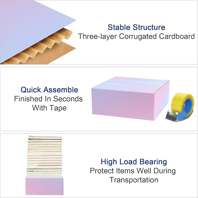 30 Pack 10x7x6 Shipping Boxes for Small Business, Colorful Corrugated Cardboard Boxes for Shipping Mailing
