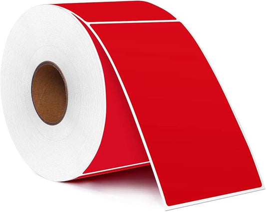 PARLAIM 3 X 5 Inch Rectangle Adhesive Color Coding Stickers,Red Square Colorful Inventory Stickers -500Per Dispenser Box (Red)