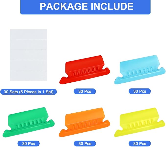 uxcell Hanging File Folder Tabs, 2 Inch Insertable Tabs and Inserts Plastic Clear File Organizer Labels Filing for Folder Quick Identification, 5 Color, 150 Pcs