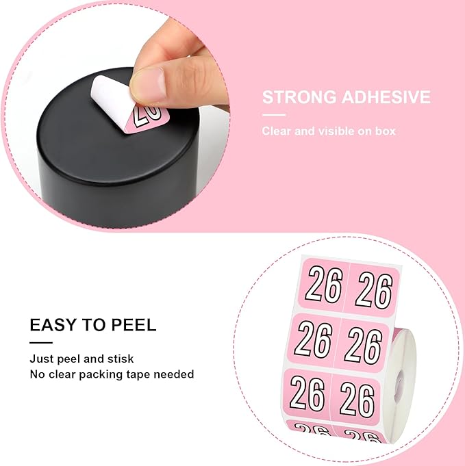 Teling 1000 Pieces 2026 Year Stickers File Folder Year Labels Rectangle Coded Colored Stickers Self Adhesive End Labels Office Supplies, 2 Roll, 3/4" x 1-1/2"(Pink)