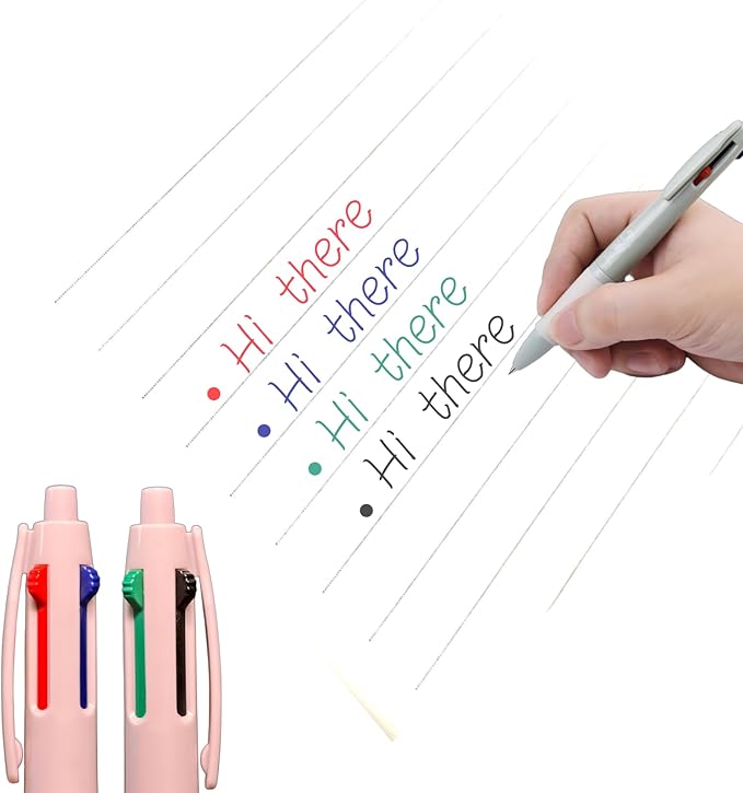 4-Color Retractable Oil Gel Pen 6-Pack 0.5mm Round-Tipped Ballpoint Nib, Smooth Writing 4-in-1 for Office & School Supplies multicolor pen in one