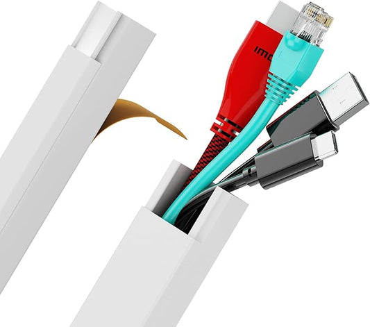 Cord Hider Wall Mounted TV - Wire Cover, Cord Covers, Cable Hider, 33 in Paintable White Raceway Kit, Hide Cords Wall Mount TV, Electrical Cords Concealer, Cable Management Channel, Wire Molding