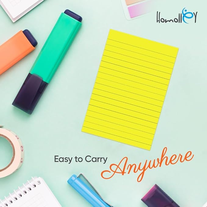 12 Pack Lined Sticky Notes 4x6 Inch – Large Ruled Self-Stick Note Pads (720 Sheets Total, 8 Bright Colors) with Strong Adhesive for Office, School & Home Use