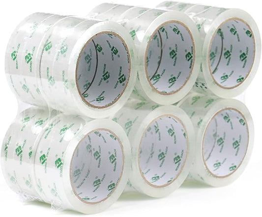 BOMEI PACK 12 Rolls Crystal Clear Packing Tape Refill, Shipping Packaging Tape, 2 Mil 1.88 inch x 60 Yards for Carton Box Sealing