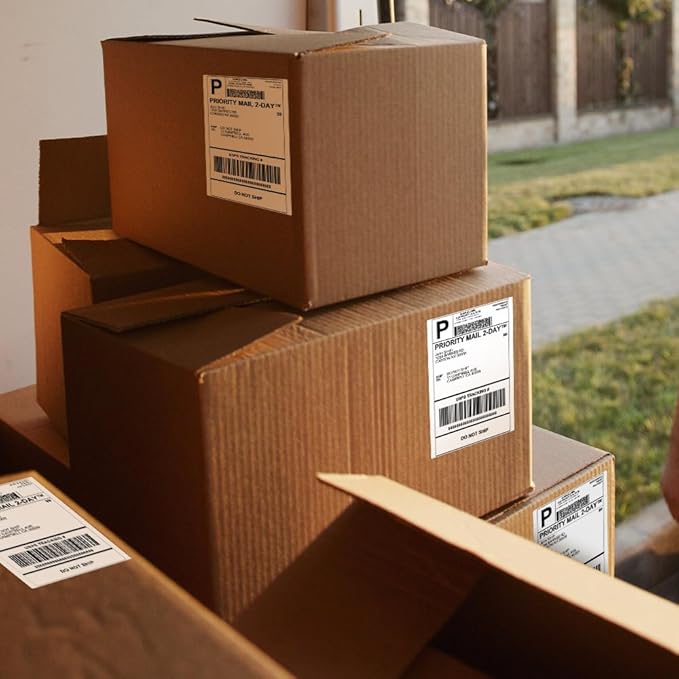 Label KINGDOM Replace for Brother DK-1241 Die-Cut 4" x 6" Large Shipping White Paper Labels (102 mm x 151 mm) 200/ Roll DK Labels for QL-1110NWB Printer (4 Rolls + 1 Detachable Frame)