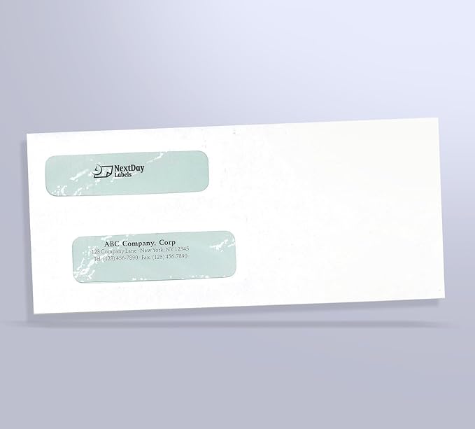 NextDayLabels - #9 Double Window Security Envelope (Regular Gum - 500 Per Pack)