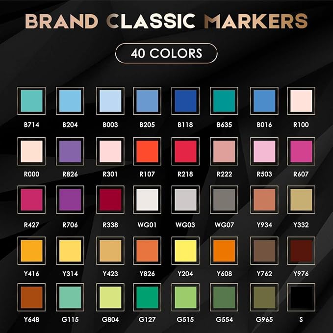 Caliart Art Markers, 41 Colors Alcohol Marker Pen Set Dual Tip Brush & Fine Permanent for Coloring Drawing Highlighters Anime Illustration Card Making Underlining Christmas Gifts