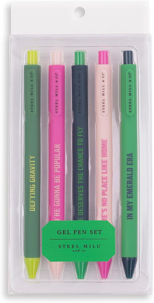 Steel Mill & Co Wicked Gel Pen Set, Cute Journaling Pens for Book Lovers/Librarians/School, Bookish Writing Pens, Assorted