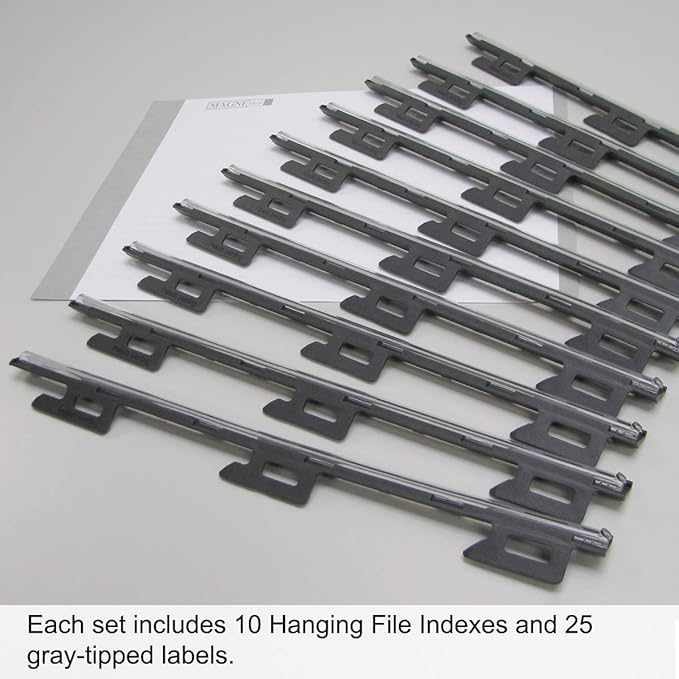 New Ultimate Office MagniFile Insertable Hanging File Folder Tabs. Indexes That Double The Size of Your File Titles to Find Files Fast! (Set of 10), Black